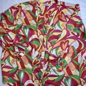 Kim Gravel Belle Boise Size 3x Paisley Psychedelic‎ Hearts Preppy Button Front